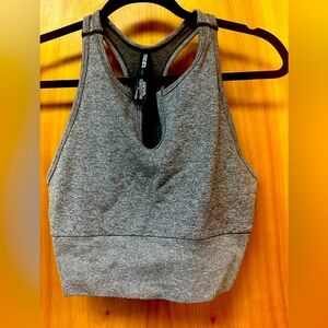 PINK Active High Neck Racerback Sports Bra – Heather Gray